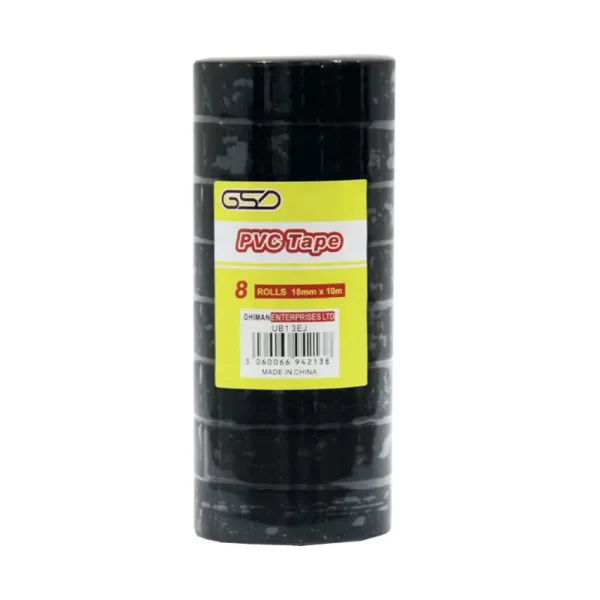 GSD Black PVC Tape 10m 8PK