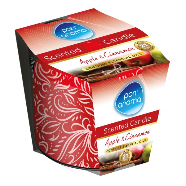 151-PAN0246 PRINTED GLASS CANDLE - APPLE & CINNAMON